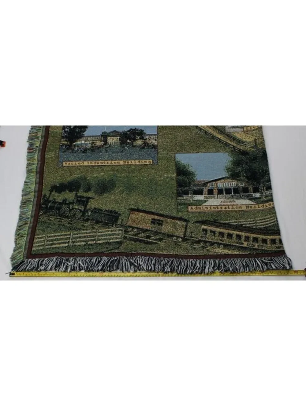Vintage Iowa State Fair Throw Blanket Mill Street Design 100% Cotton Woven USA